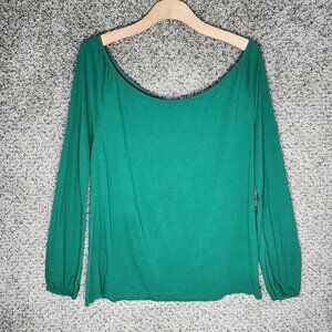 Talbots Top Womens Small Green Long Sleeve Off The Shoulder Casual Ladies